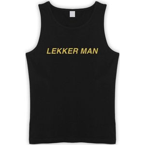 Zwarte Tanktop sportshirt met Gouden “ Lekker Man “ Print Size XXXXL