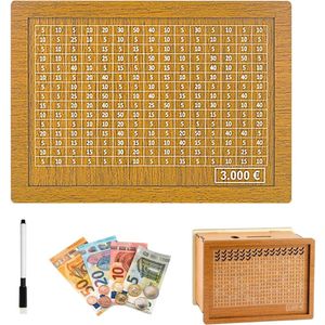 Spaarpot volwassenen - Spaarpot - Spaarpotten - Sparen met een doel - Van hout - Tot €3000 - Herbruikbaar - Jongen & Meisje - Must have voor grote spaarders!