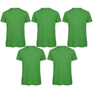 Senvi 5 pack T-Shirt -100% biologisch katoen - Kleur: Groen - L