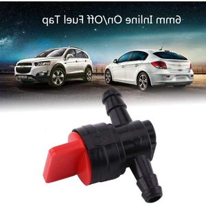 Brandstofkraan Petcock Valve 6mm/023 Inch Inline Aan-Uit - Zwart Rood Universeel - Motorolie Tap Schakelaar - 1/4 Pijp Slang .