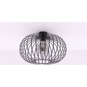 Plafondlamp Ribby - mat zwart metaal - 1xE27 - ø 50cm - open structuur