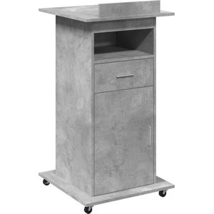 vidaXL - Lessenaar - met - wielen - en - ladex55x107 - cm - hout - betongrijs