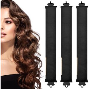 Overnight Heatless Curlers voor Lang Haar-Zwart met Hoofdband