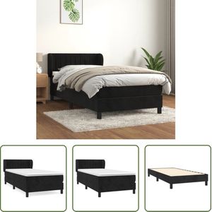 The Living Store Boxspringbed - Bedmatras- 100 x 200 x 20 cm - Pocketvering - Topmatras- 100 x 200 x 5 cm - Schuim - Kleur- Zwart - Wit