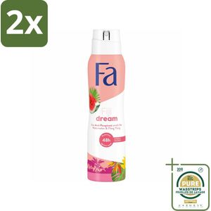Fa - Deodorant Spray - Fiji Dream - Watermeloen & Ylang Ylang - 48 uur Bescherming - Anti-transpirant - 150 ml - Voordeelverpakking - 2 stuks - Deospray - Anti-transpirant