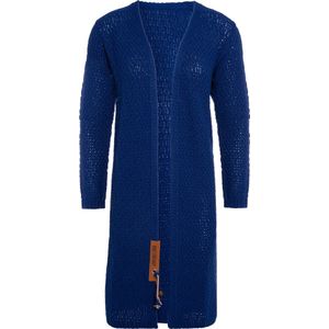 Knit Factory Luna Lang Gebreid Vest Kings Blue - Gebreide dames cardigan - Lang vest tot over de knie - Blauw damesvest gemaakt uit 30% wol en 70% acryl - 40/42