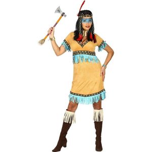 Widmann - Indiaan Kostuum - Flitsende Prairiehond Indiaan - Vrouw - Blauw, Wit / Beige - Large - Carnavalskleding - Verkleedkleding