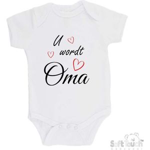 100% katoenen Romper ""U wordt Oma"" 2.0 Unisex Katoen Wit/zwart/rood Maat 62/68