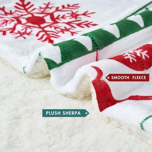 Knuffeldeken Kerstmis Sherpa deken warm lamsdeken woondeken davidshirsch kerstboom sneeuwvlokken patroon bankdeken dikke bankdeken deken voor bank bed 150x200 cm rood en groen