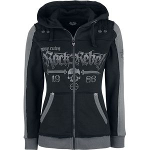Rock Rebel by EMP Zwarte jas met capuchon en doodshoofdprint - Dames - S