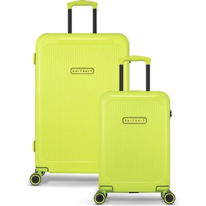 SUITSUIT Kofferset 2 delig - Reiskoffer groot - Handbagage koffer 55x35x20 - Kofferset - Veilig TSA Cijferslot - Reiskoffer set - Reiskoffer met wielen - Expression koffersets Cyber Lime - Groen