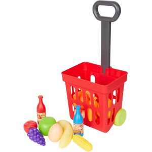 Winkelmandje speelgoed - Boodschappen trolley - 15 Delige set - 14.5x19x33cm - Winkelwagentje - winkelkarretje - Speelgoed - Winkelkar - Winkel - Kleine cadeautjes tot 5 euro