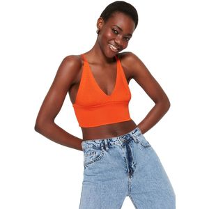 Trendyol Zwarte Super Cropped Blouse Met Gedetailleerde Achterkant Twoss22Bz0760