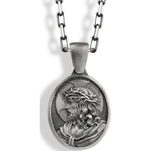 Jesus with Crown of Thorns ketting voor mama Oxidized 18 inches