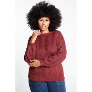 Paprika Harige, opengewerkte trui met jacquardmotief en lurex
