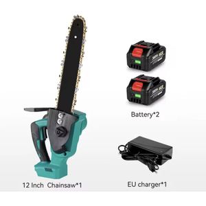 J&R Elektrische zaag - Elektrische kettingzaag - Houtzaag - Snijzaag - Borstelloos - 3000W - 2 Accu's - 12 Inch