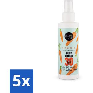 5 x Organic Shop - Zonnebrandcrème SPF 30 - Bescherming tegen de Zon - 150 ml - Zonbescherming - Zonnebrandcrème - SPF 30 - Natuurlijke Zonbescherming - Antioxidanten