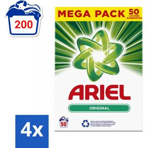 Ariel Original - Waspoeder - Witte en Lichtgekleurde Was - 50 Wasbeurten - Voordeelverpakking - 4 stuks