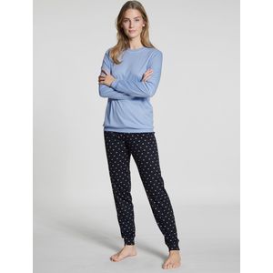 CALIDA-Night Lovers-Vrouwen-Pyjama lange broek-Blauw-Maat-40-42