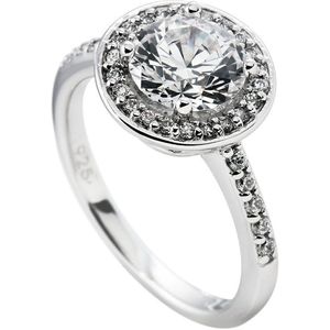 Diamonfire - Zilveren ring met steen Maat 19.0 - Rond - Bezette band