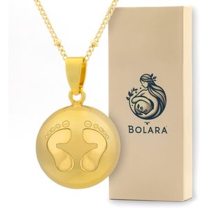 Bolara Zwangerschapsketting met Babybel - Goudkleurig met Voetjes - 110cm + 5cm verstelbaar - Babyshower cadeau voor aanstaande moeders