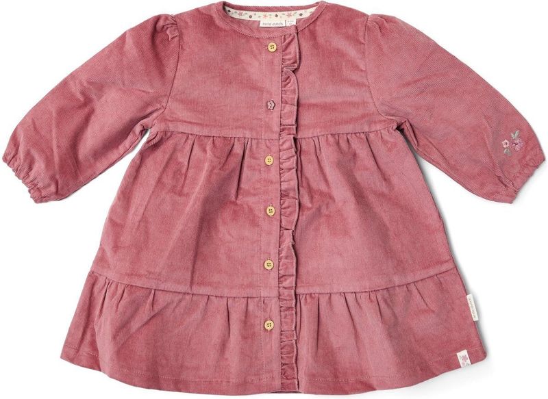 Jurk - Roze - Fairy Garden - Corduroy - Lange Mouw - Maat 74