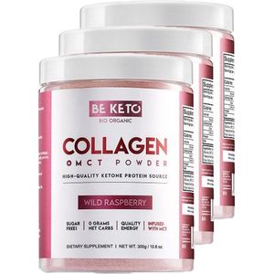 Be Keto | KETO Collageen + MCT | Wild Raspberry | 3 stuks | 3 x 300 gram