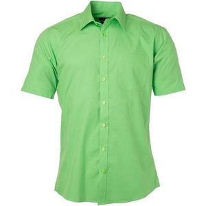 James and Nicholson Herenshort Poplin Shirt met korte mouwen (Kalk groen)