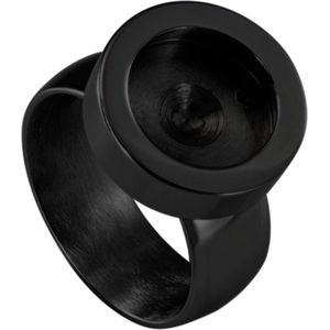 Quiges - RVS Mini Munt Ring Zwart Glans 18mm - SLSR00918