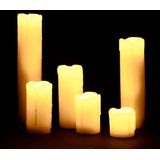 Relaxdays LED kaarsen set van 6 - echte was - warm wit licht - batterijen - theelichtjes