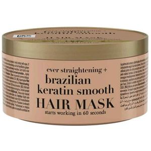OGX Haarmasker Brazilian Keratin Smooth Masker + Ever straightening - Werkt al na 60 seconden - Haarmasker Beschadigd Haar - Haarverzorging - Voor zijdezacht haar - Tegen beschadigd haar - Alle haartypen - 300 ml