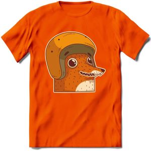 Safety fox T-Shirt Grappig | Dieren vos Kleding Kado Heren / Dames | Animal Skateboard Cadeau shirt - Oranje - 3XL
