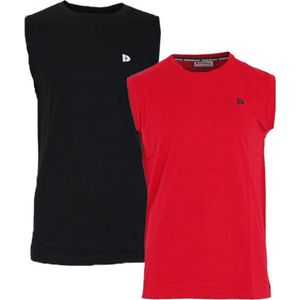 Donnay T-shirt zonder mouw - 2 Pack - Tanktop - Sportshirt - Heren - Maat XXL - Zwart & Berry red