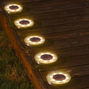 YHS - 4 x Solar LED Grondspot Zwart - Solar Tuinverlichting - Buitenlamp - Tuinverlichting op Zonne-Energie - Gazon Verlichting - Warm Wit 3000K - schemerschakelaar - automatisch aan - IP68 - 400 mAh Lithium accu - Warm Licht