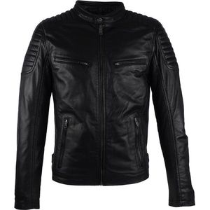 Zwarte leren Heren jas- roberto - M