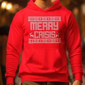 Foute Kerst Hoodie Rood Merry Crisis S