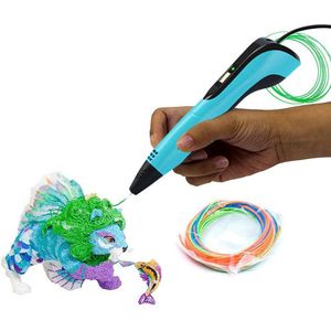 3D-printpen met 3 PCL-filamenten DIY-cadeau en tekening blauw
