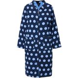 Ulla Popken - Badjas - Nachtblauw - Grote Maten - Plussize - Stippen - Hemdkraag - 2-weg-ritssluiting