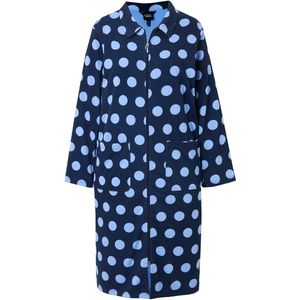 Ulla Popken - Badjas - Nachtblauw - Grote Maten - Plussize - Stippen - Hemdkraag - 2-weg-ritssluiting