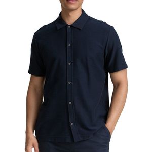 Tom Tailor - Korte Mouw Overhemd - Heren - L - Blauw - Katoen - 1046878