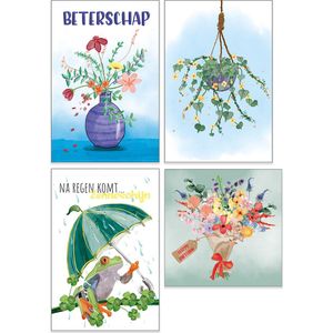 Wenskaart - beterschapskaarten - lieve kaarten - bloemen - beterschap