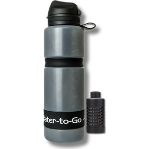 WatertoGo Waterfilter Waterfles Drinkfles 75cl Active Milieubewust Zwart Veilig Water Drinken Met Behoud van de Essentiële Mineralen - Geschikt voor Dagelijks Gebruik - Filtert Ook PFAS en Virussen - Noodpakket - Survival - Outdoor - Drink Straw