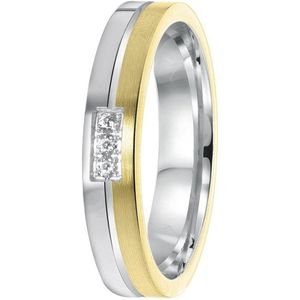 Lucardi Dames Vriendschapsring Ankara zirkonia - Ring - Cadeau - Echt Zilver - Zilver en Goudkleurig