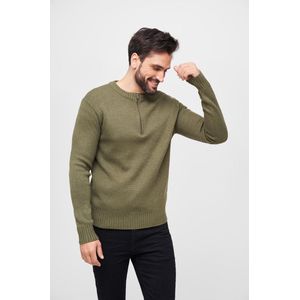 Heren - Mannen - Dikke kwaliteit - Modern - Nieuw - Armee Pullover olive