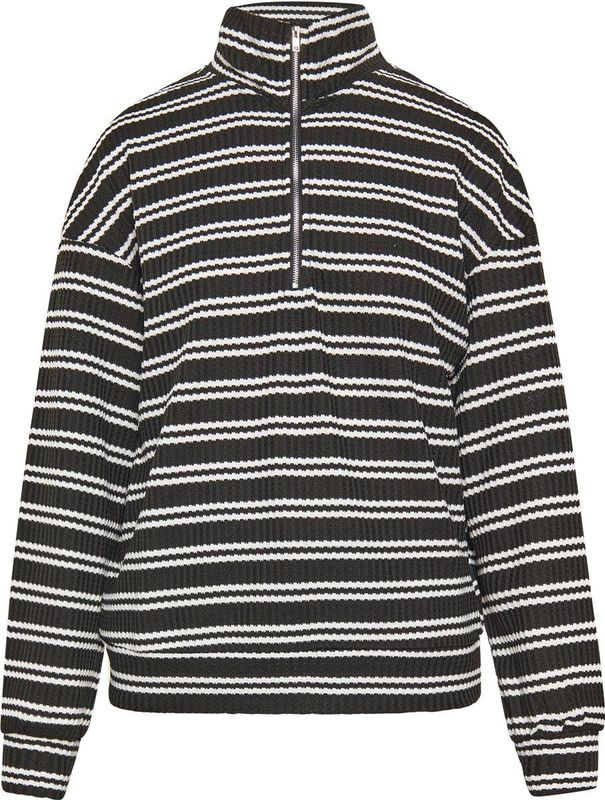 usha - BLUE LABEL - Trui - Zwart/Wit - Schipperskraag - Lange Mouwen