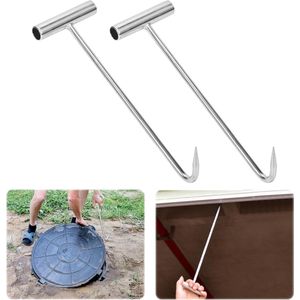 Brenzoos - Kanaaldeksellifter met 2 hefhaken voor zware schachten - handig haakhefgereedschap - schachtdeksel trekhaak - op til gereedschap - praktisch en efficiënt