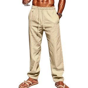 Bovista Linnen Broek Heren - Zomerbroek - Volwassenen - Lange Broek - Pantalon - Strandbroek - Zomer - Ibiza Stijl - Beige - Maat S