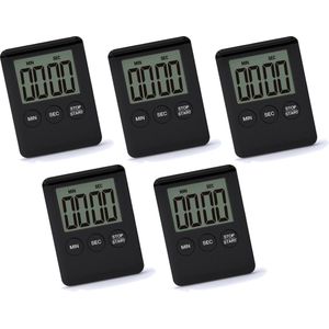 Set van 5 digitale timers, alarmklokken, zwart