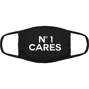 No 1 Cares mondkapje | grappig | funny | gezichtsmasker | bescherming | bedrukt | logo | Zwart mondmasker van katoen, uitwasbaar & herbruikbaar. Geschikt voor OV