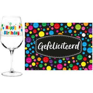 Happy Birthday cadeau glas 65 jaar verjaardag en Gefeliciteerd kaart